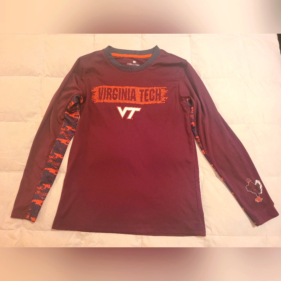 Colosseum Virginia Tech Maroon And Orange Long Sleeve Shirt, Youth Medium